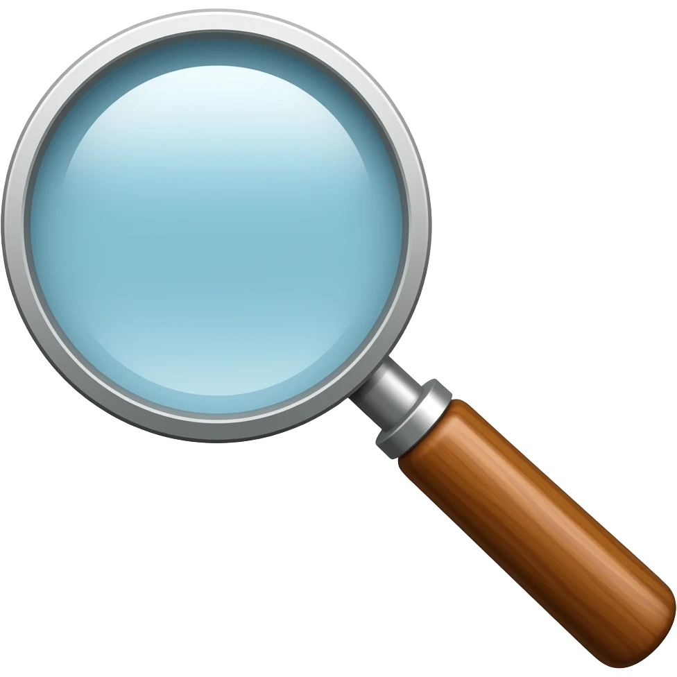 crea un emoji de una lupa con mango de madera, ponle mas azul a la lupa emoji