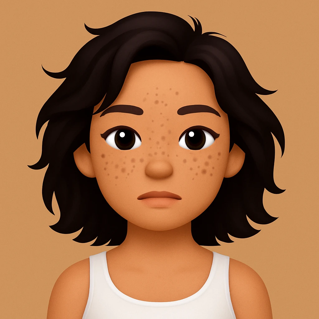 turn the second man in emoji style of the 1st image, match the facial features and match dressing style of the 2nd image, she is wearing white tank top emoji