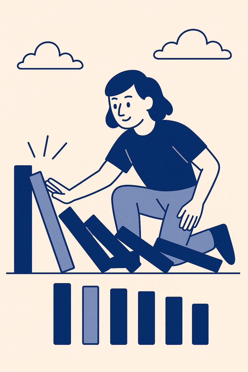 domino effect, stylized chain reaction, energetic, minimalistic emoji