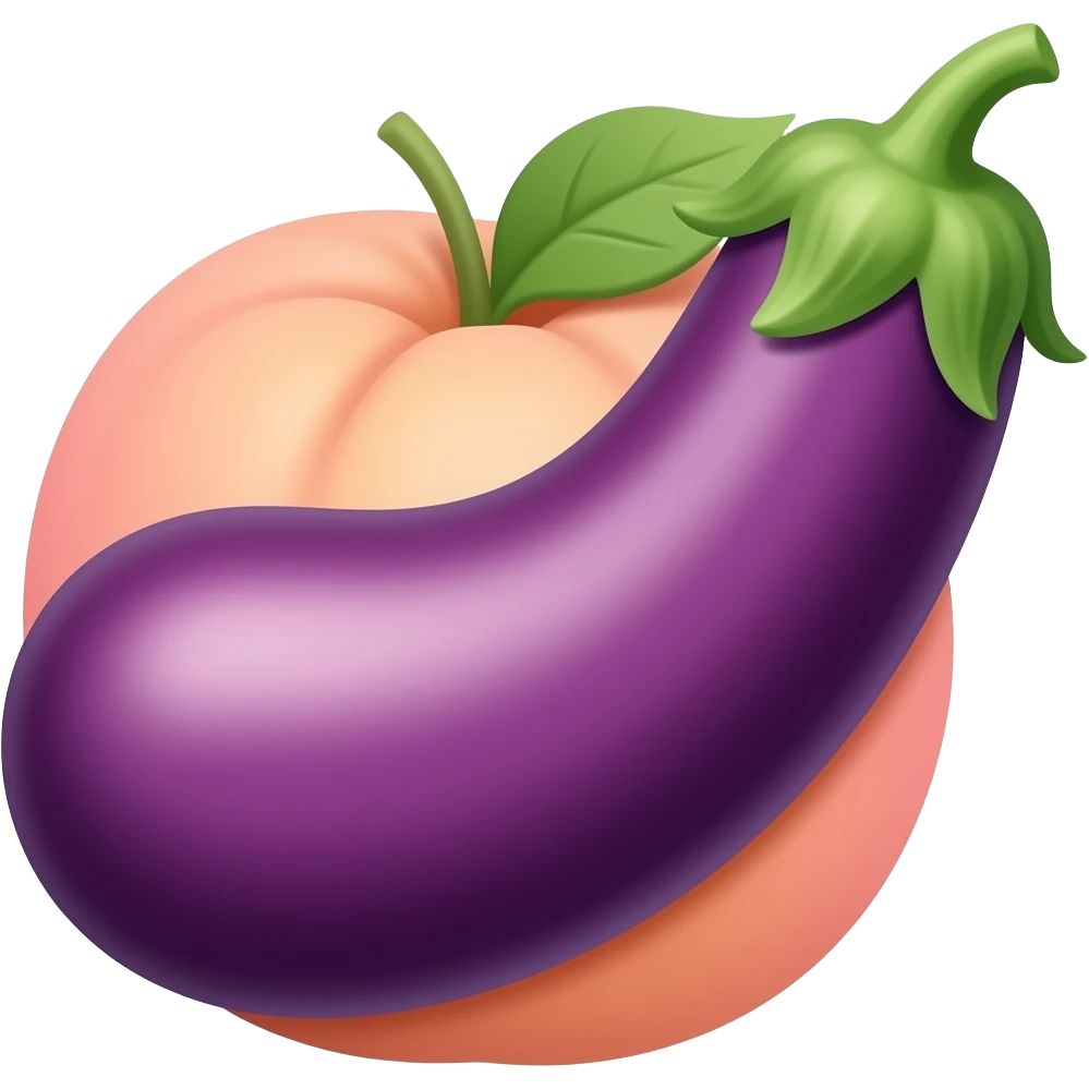Long eggplant cumming in peach emoji