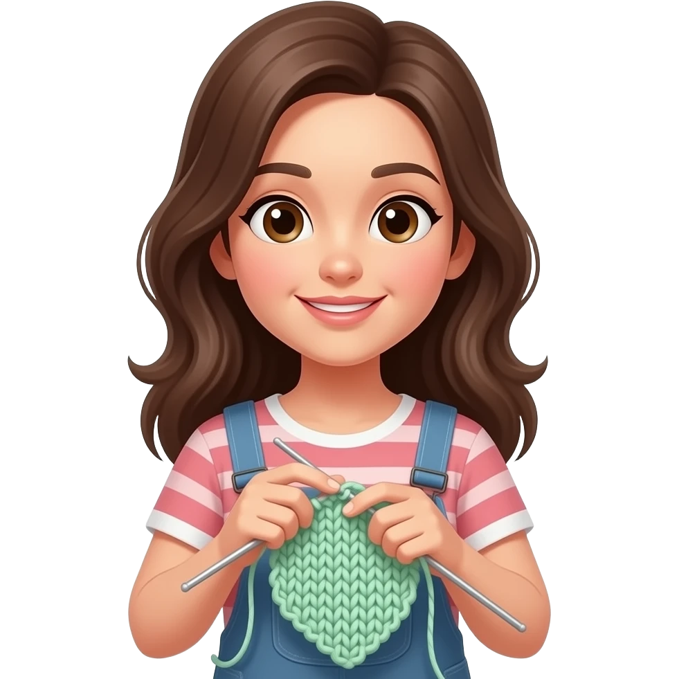 Emoji de uma mulher fazendo crochê estilo ios18 emoji
