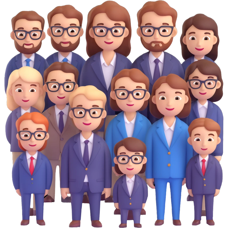 A group of 8 designers and one manager emoji