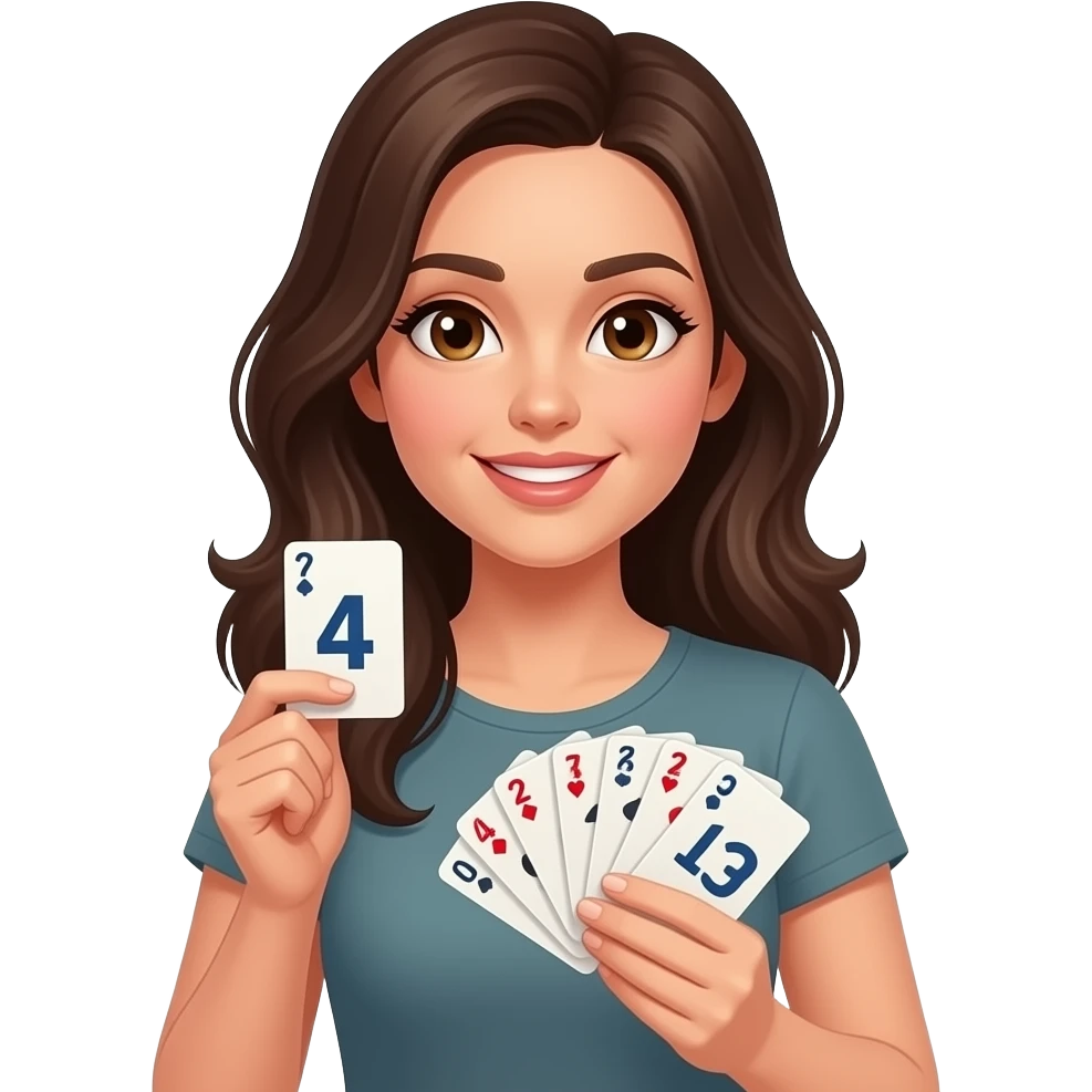 brunette woman counting numbers emoji