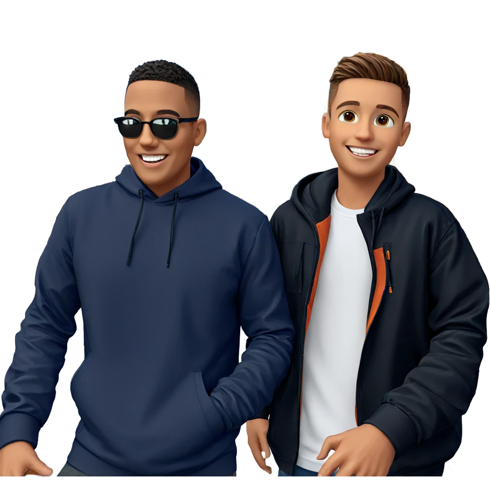 boys smiling outdoors together emoji