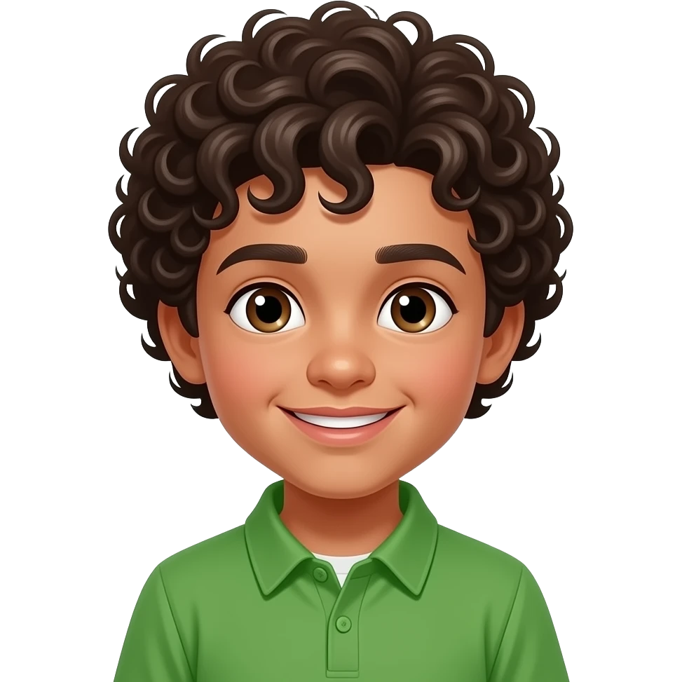 boy with curly hairs with green clothese emoji