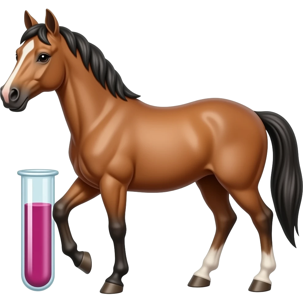 Test tube with legs on a horse emoji