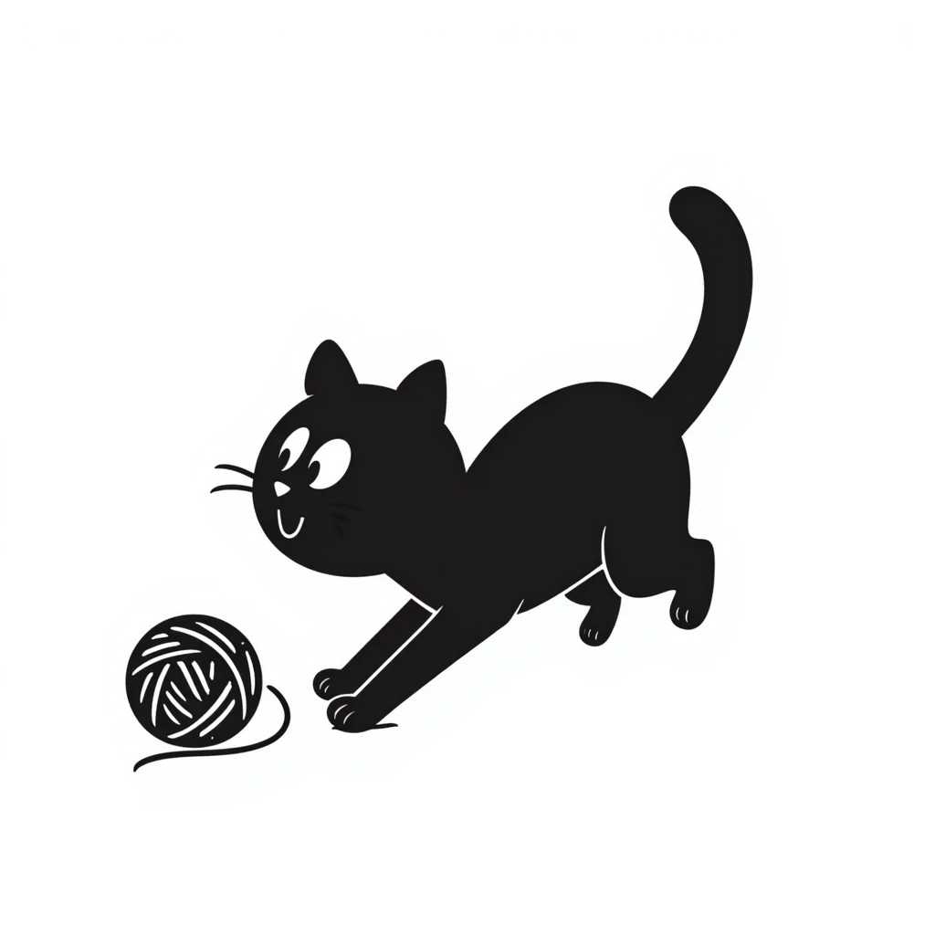 A cat chasing a ball that looks like the uploaded image emoji