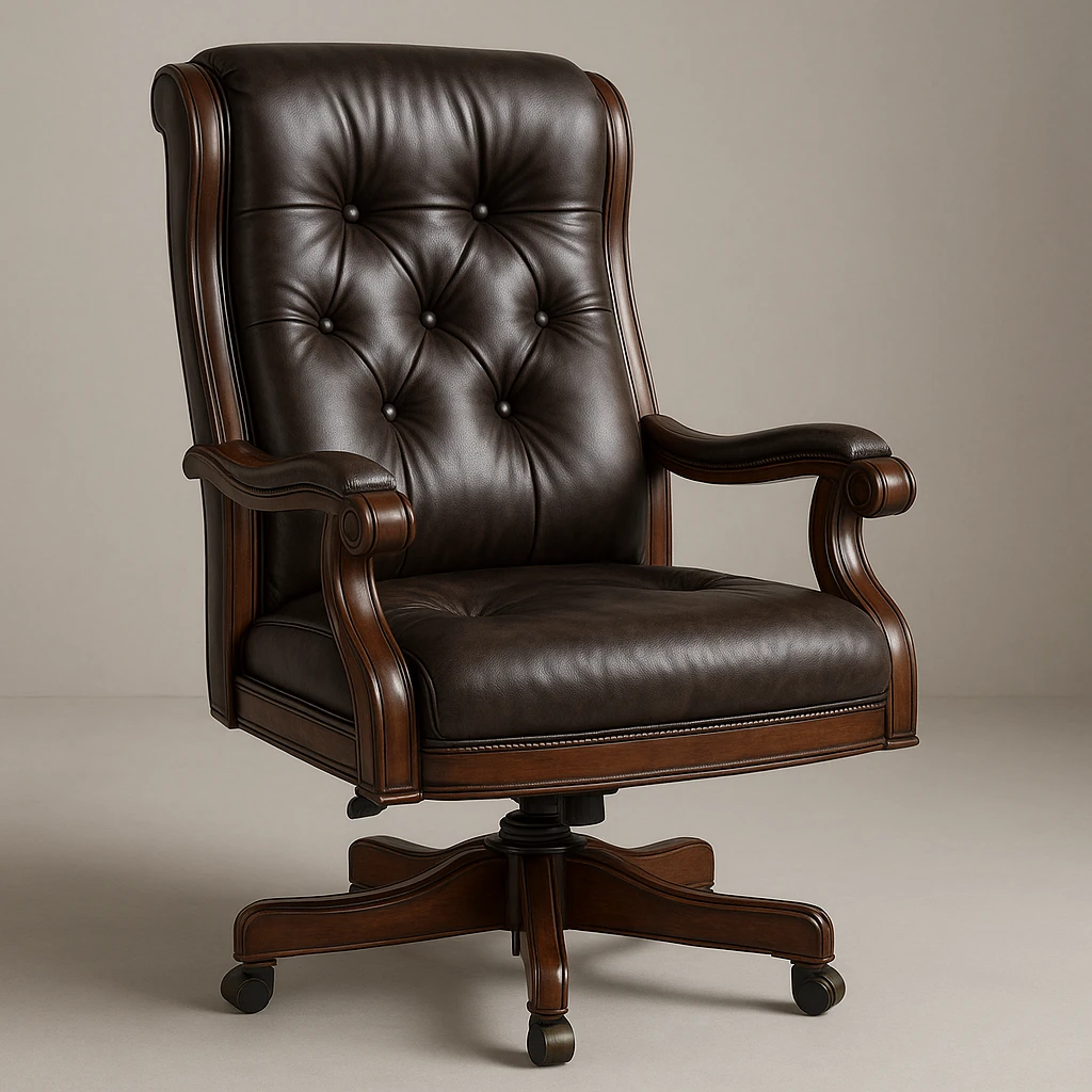 classic executive office chair with leather and wood accents emoji