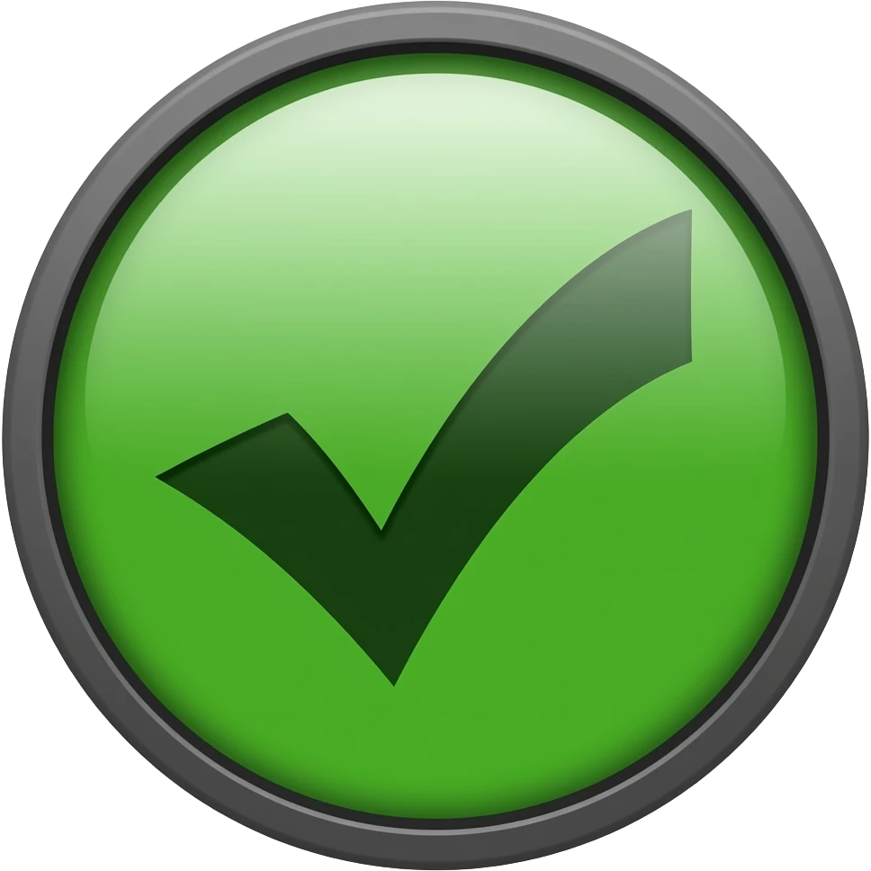 check button. green black lining circle emoji