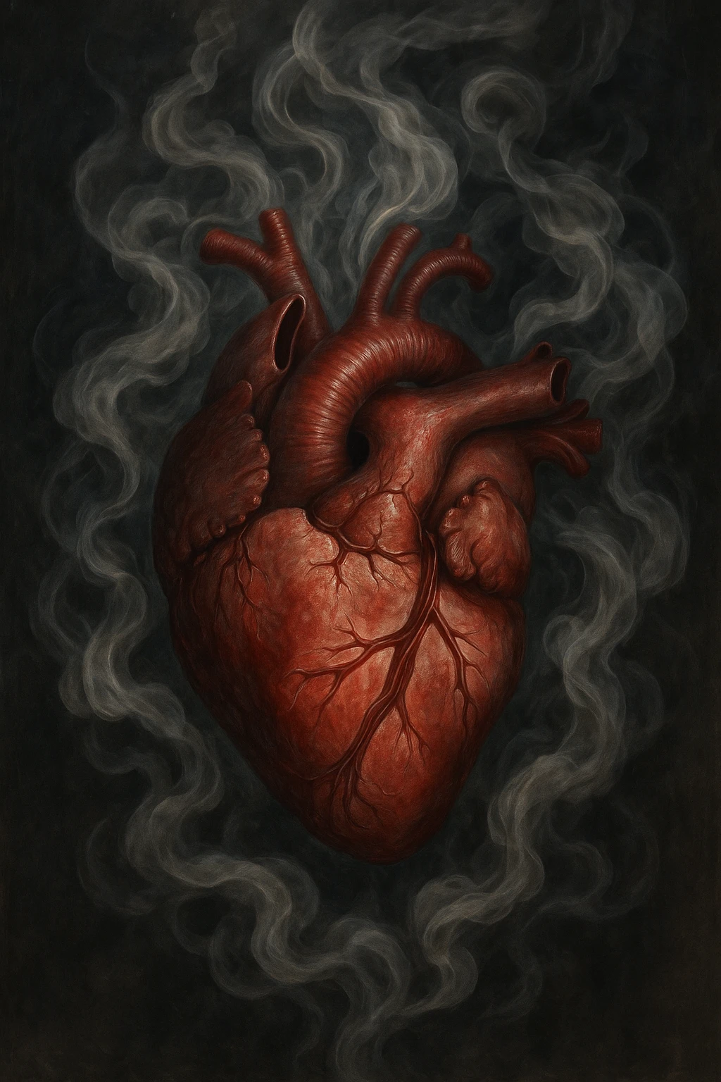 heart with a swirling smoke pattern, realistic digital art style emoji