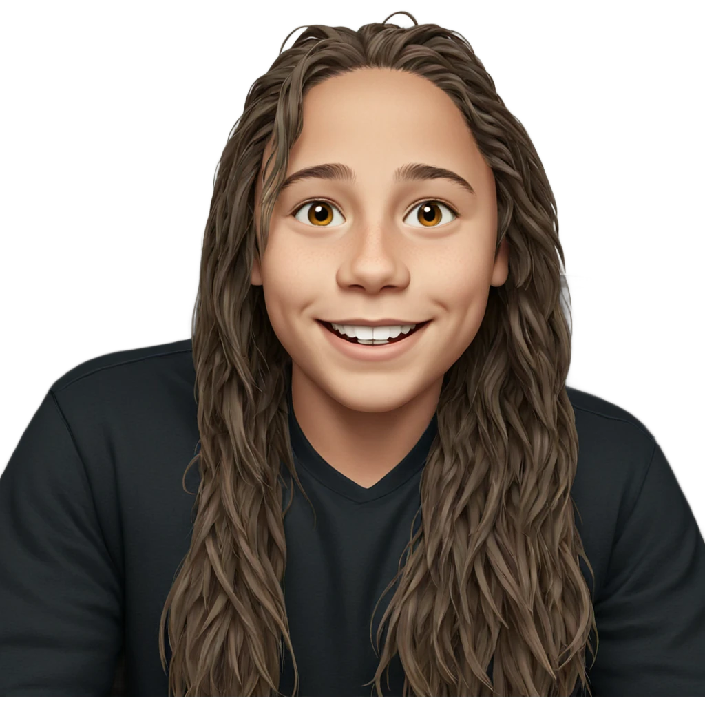 smiling boy with long hair emoji