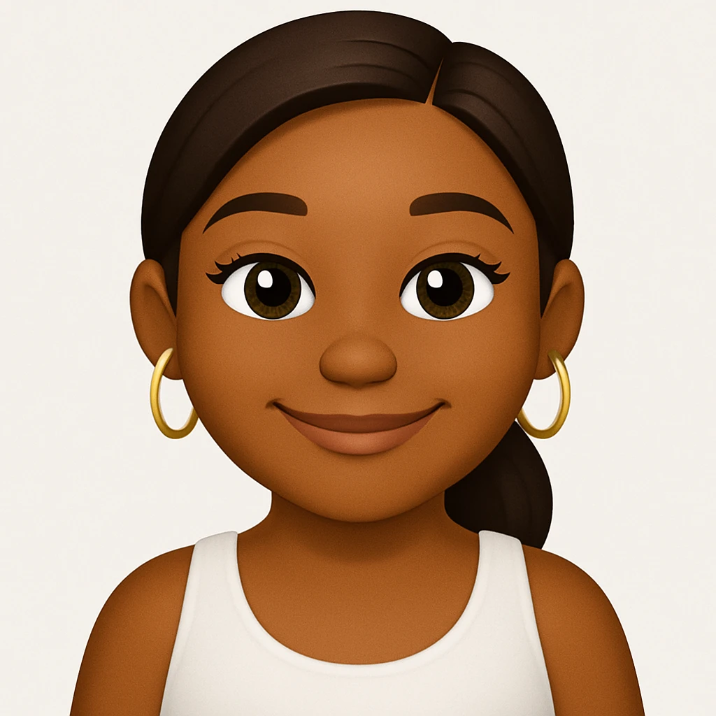 turn the second man in emoji style of the 1st image, match the facial features and match dressing style of the 2nd image, she is wearing white tank top lose emoji