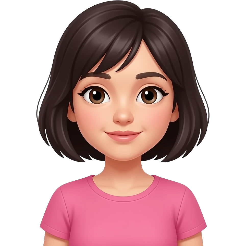 chica de cabello oscuro y corto con ropa rosa, despertandose en la mañana emoji