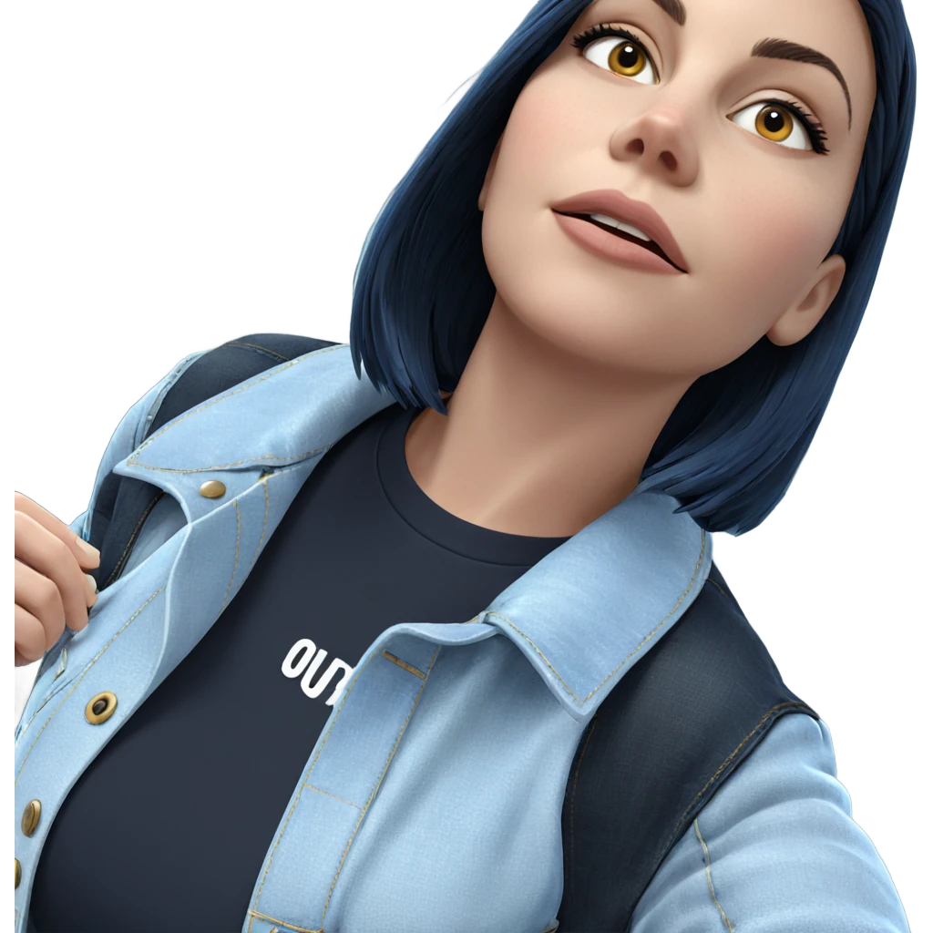 solo girl in denim jacket emoji