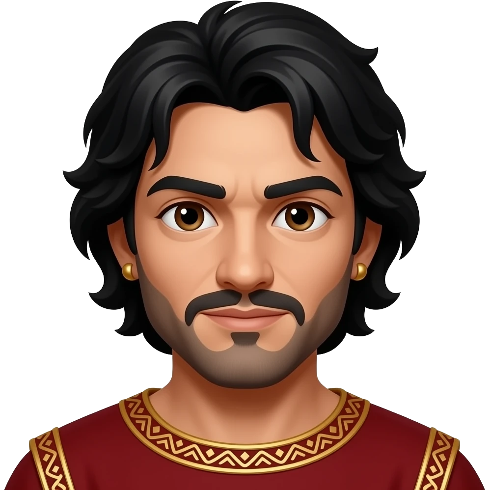 Othello from Otello with brown eyes, black hair, gold earrings, crimson tunic emoji