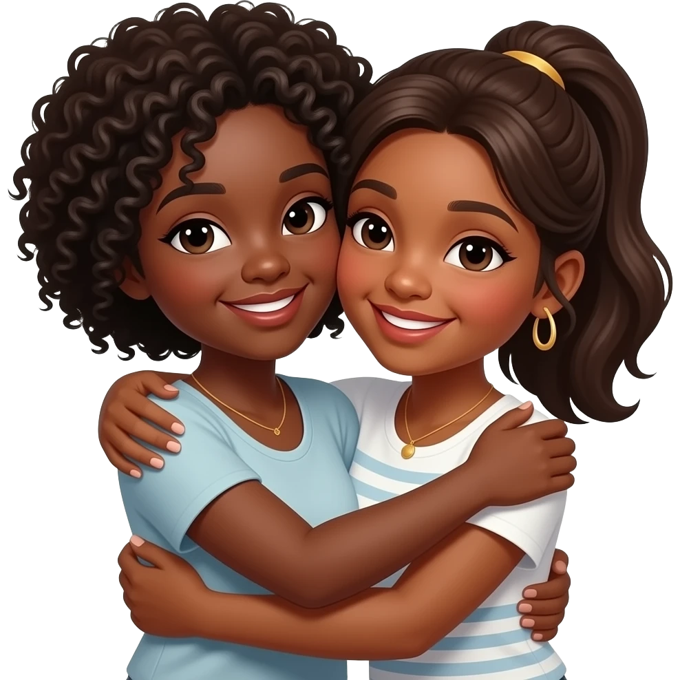 Sister hug between 2 morenas emoji