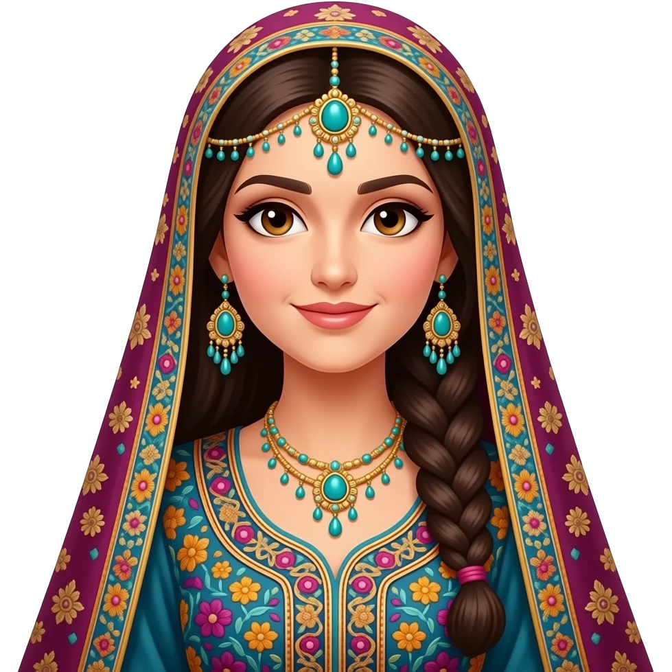 traditional Persian  cute woman , vibrant emoji