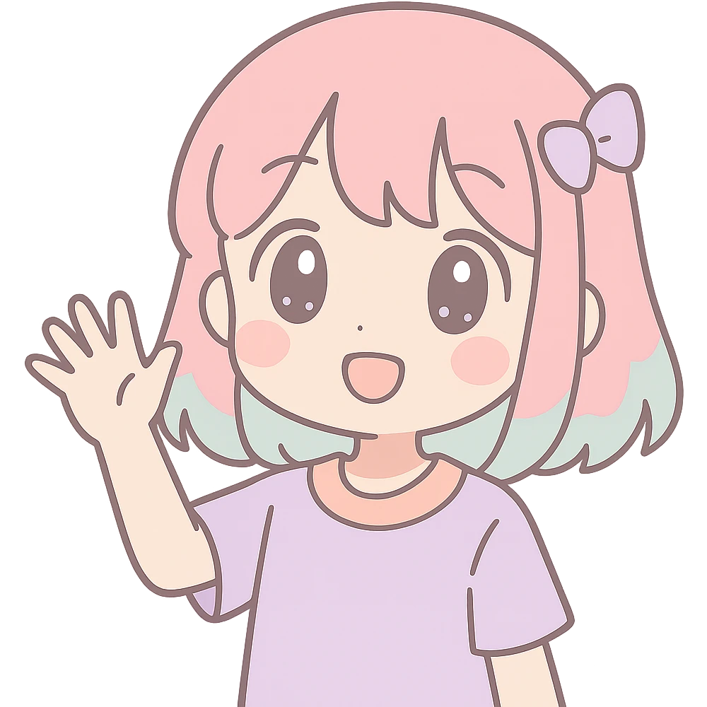 anime girl waving, vibrant colors, expressive, cute, energetic emoji