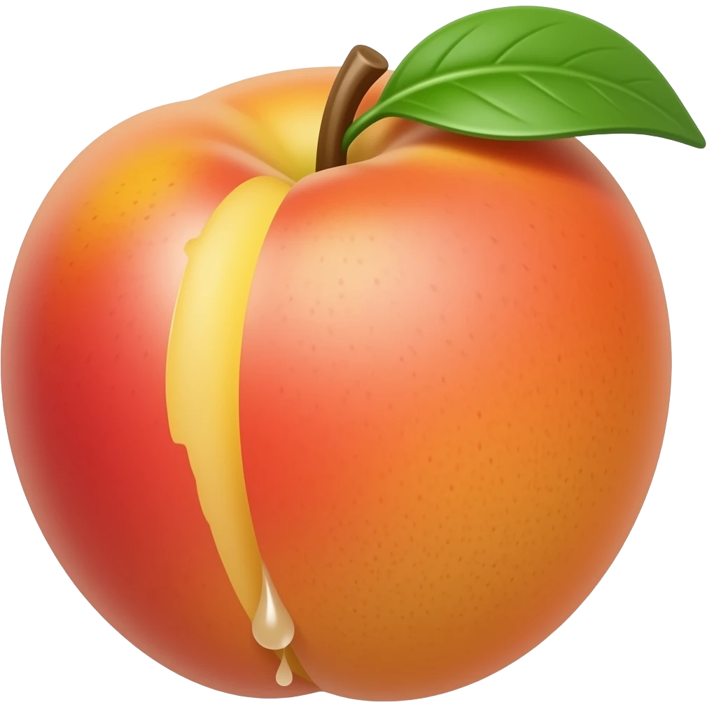 peach with opening dripping white inside the middle to the end.. emoji