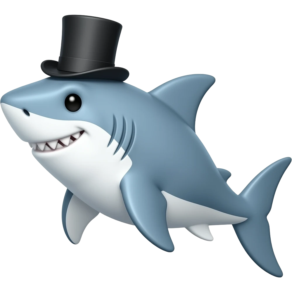 Shark with a top hat emoji