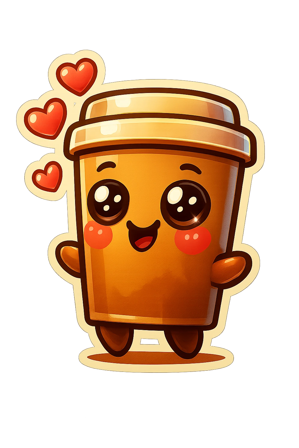 Tall coffee cup, extreme flirty, gushing with love, dramatic emoji