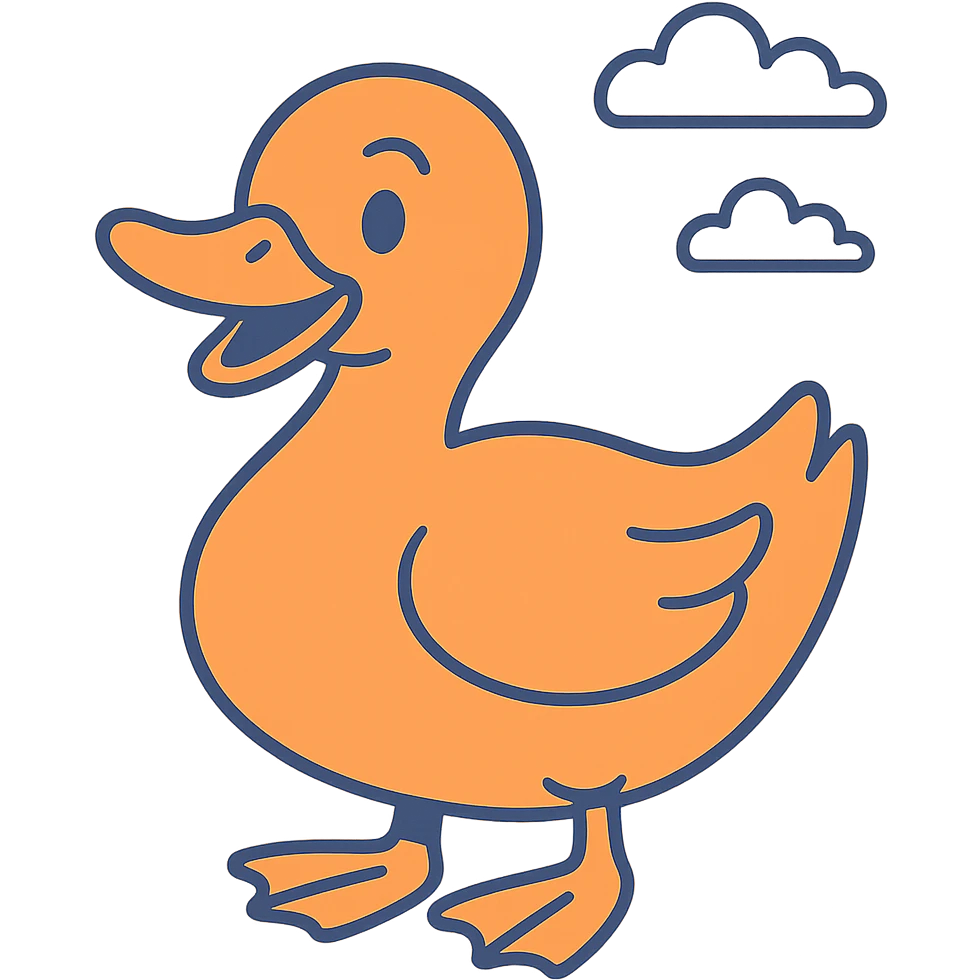 orange duck, cartoon style, playful expression emoji