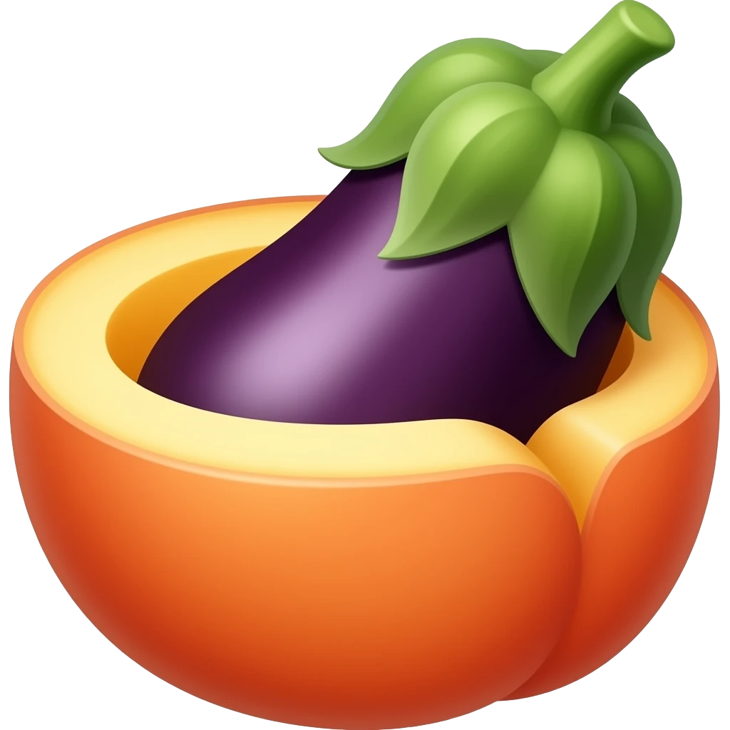 Eggplant in my peach emoji