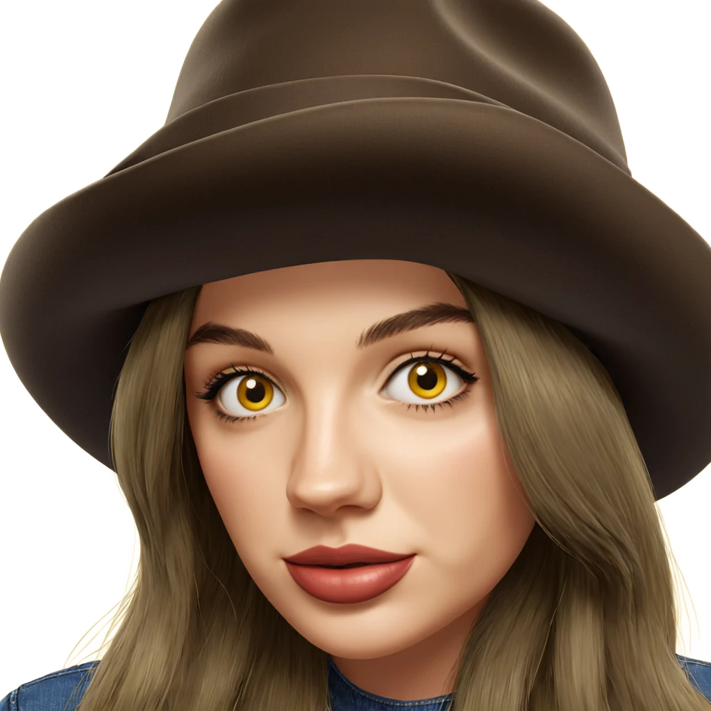 girl in hat on yellow emoji
