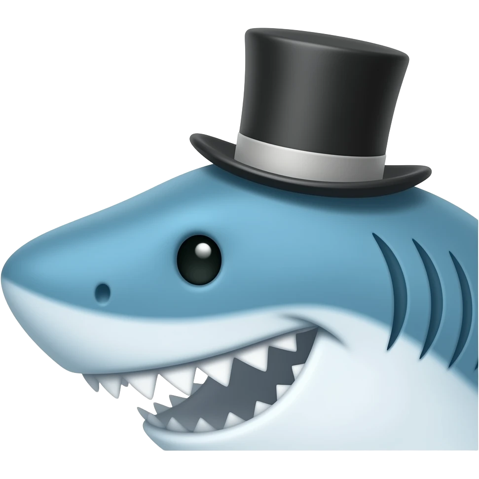 Shark with a top hat emoji