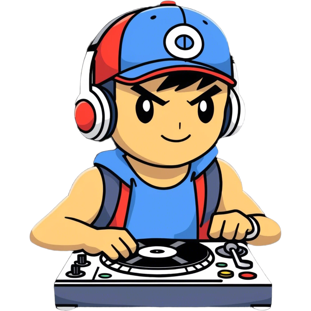 Hot handsomeb muscular 6ft tall ash ketchum being a  dj and his music is blazing hot emoji