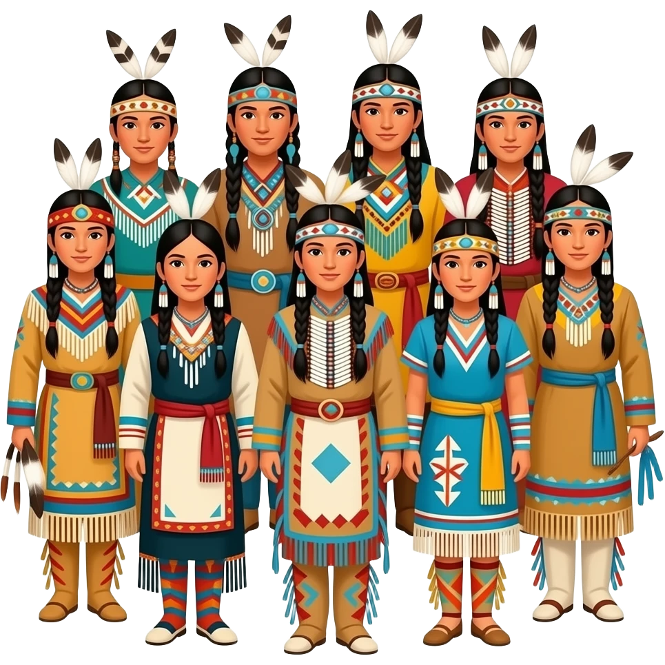 vibrant native american pow wow dancers group emoji