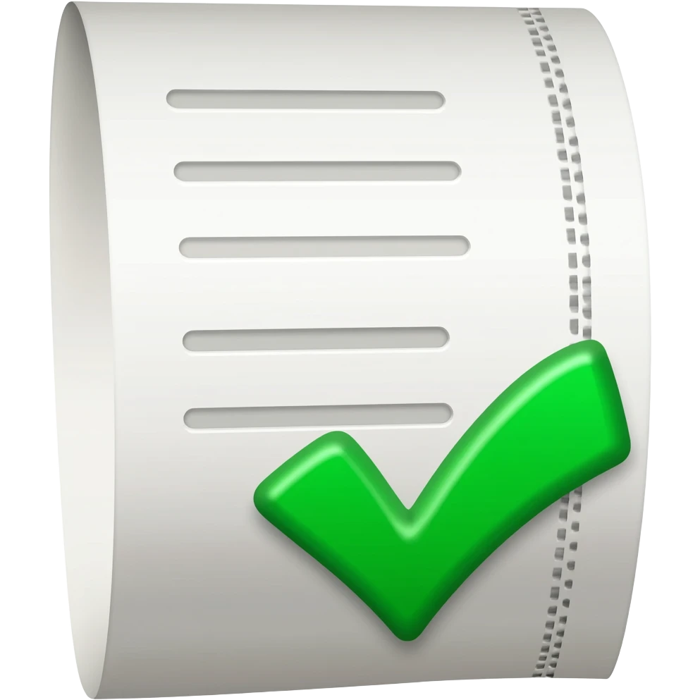 receipt with a green check mark emoji