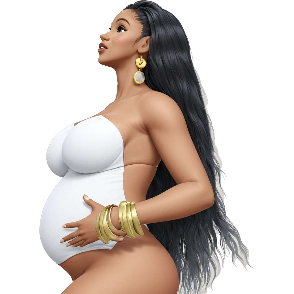 pregnant beauty with long hair emoji