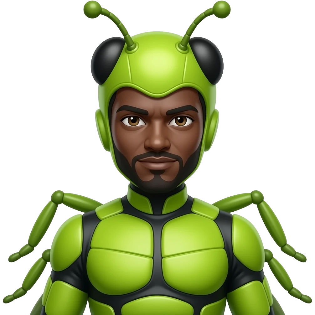 black sexy man in bright Insect Costume emoji