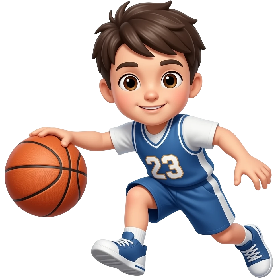 young boy play basket ball closwe up emoji