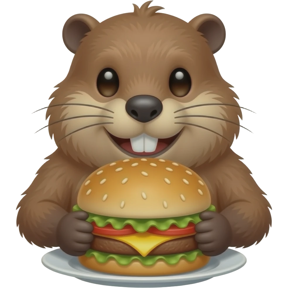 Anatomisch korrekter Biber beim Burgeressen emoji