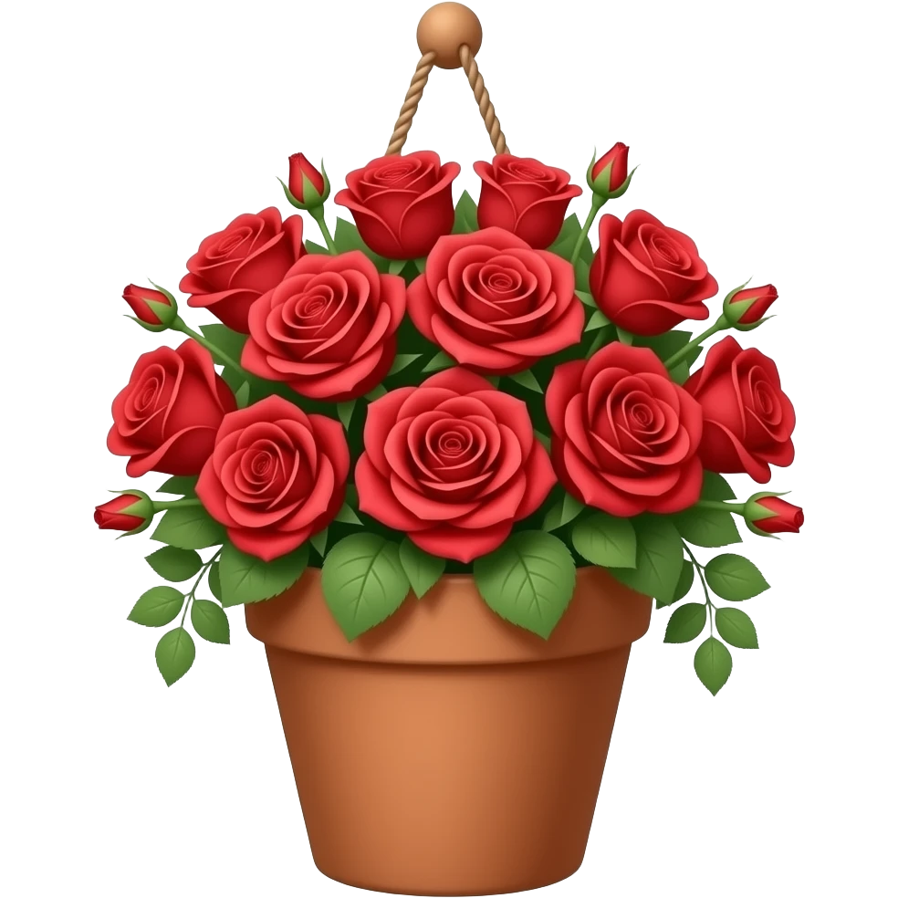 red roses pot hanging emoji