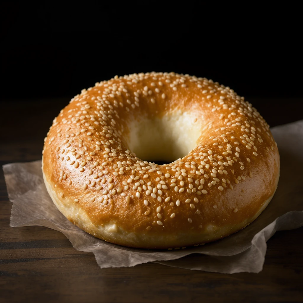 a simit, the Turkish sesame bagel, realistic style, highly detailed and photorealistic emoji