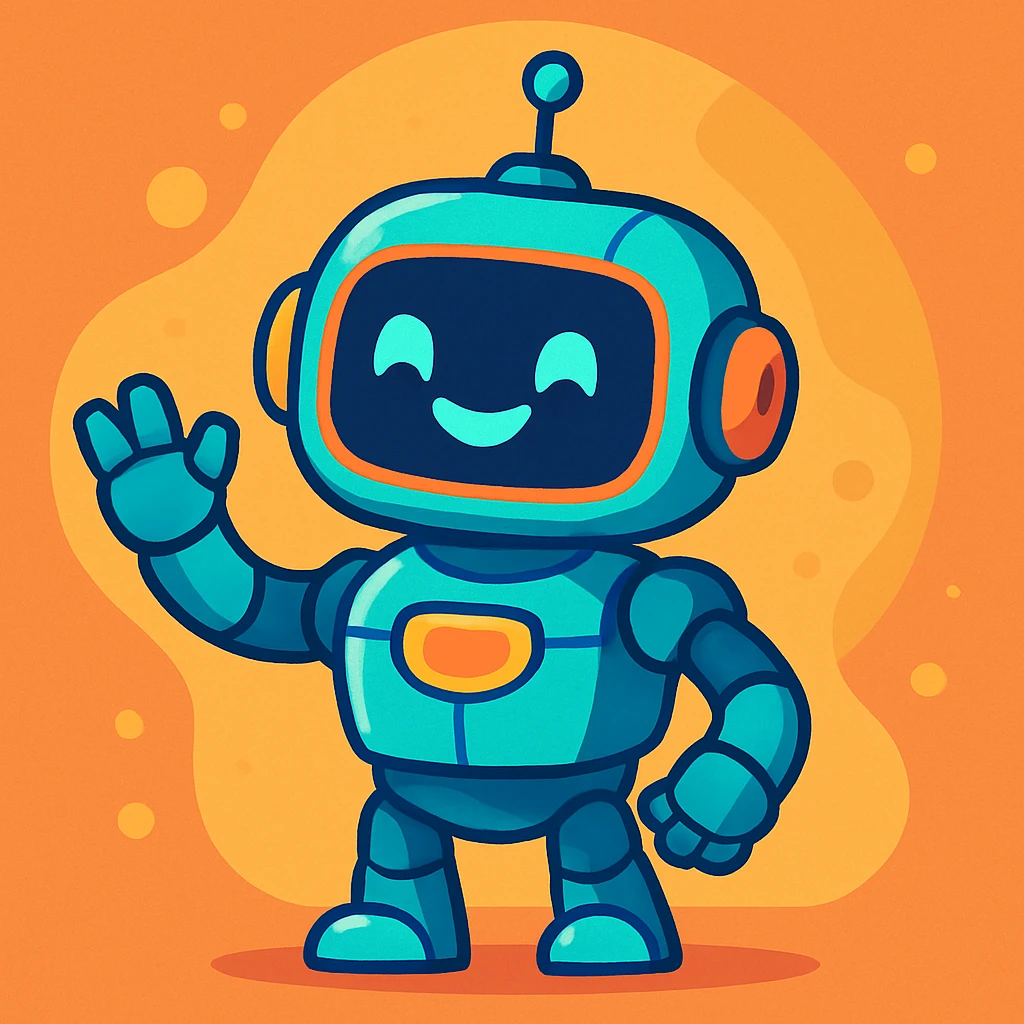 vibrant and friendly ai robot, futuristic design emoji