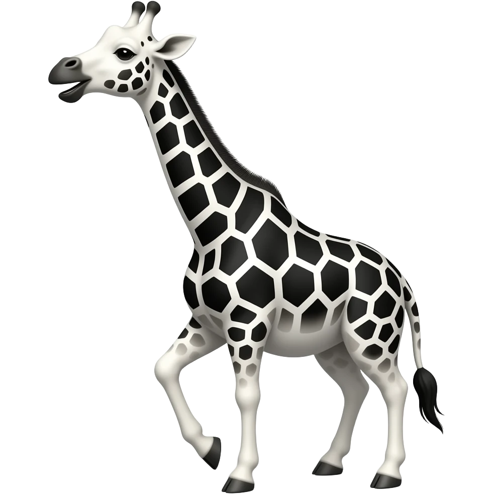 Une girafe dessinée au trait en noir et blanc, sympa et rigolote emoji