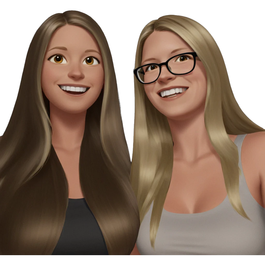 blonde girls smiling together emoji