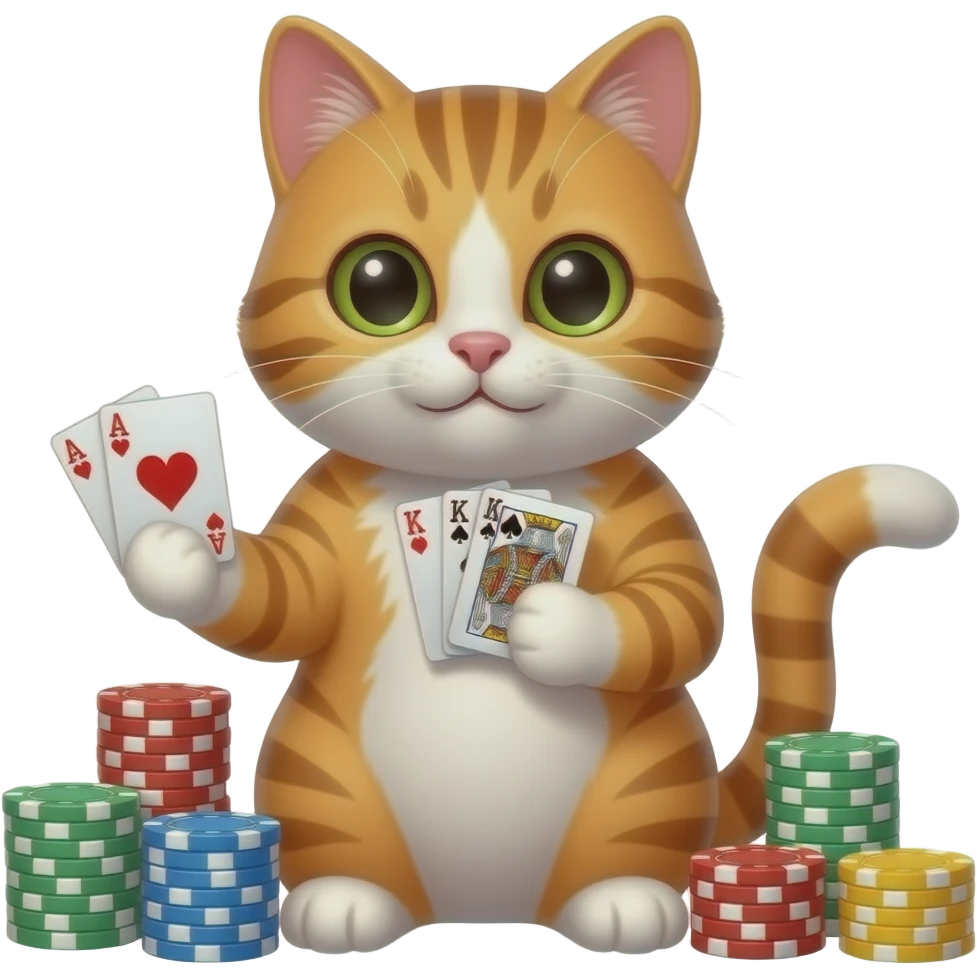 Un gato jugando al poker emoji