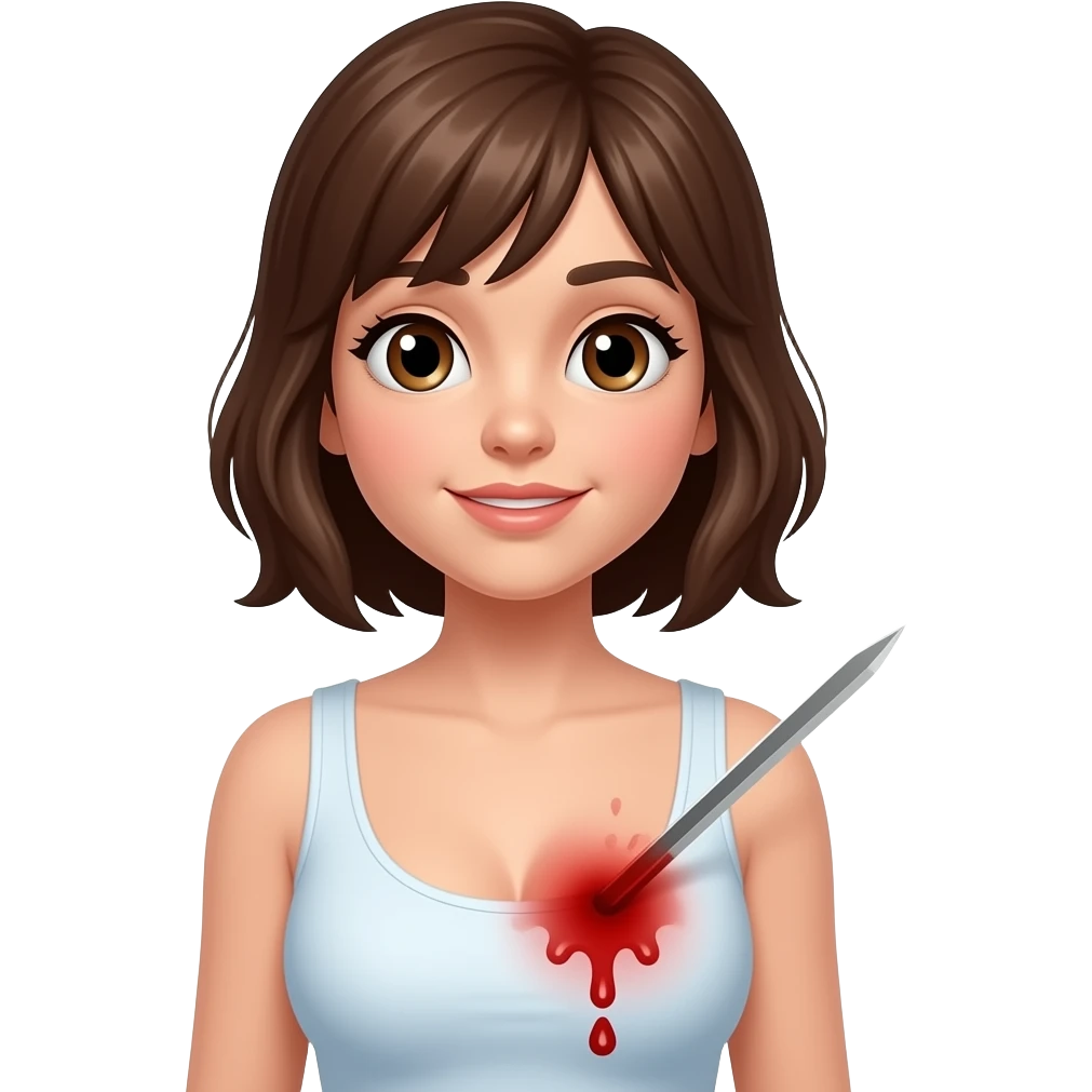 A girl gets stabbed in boobs emoji
