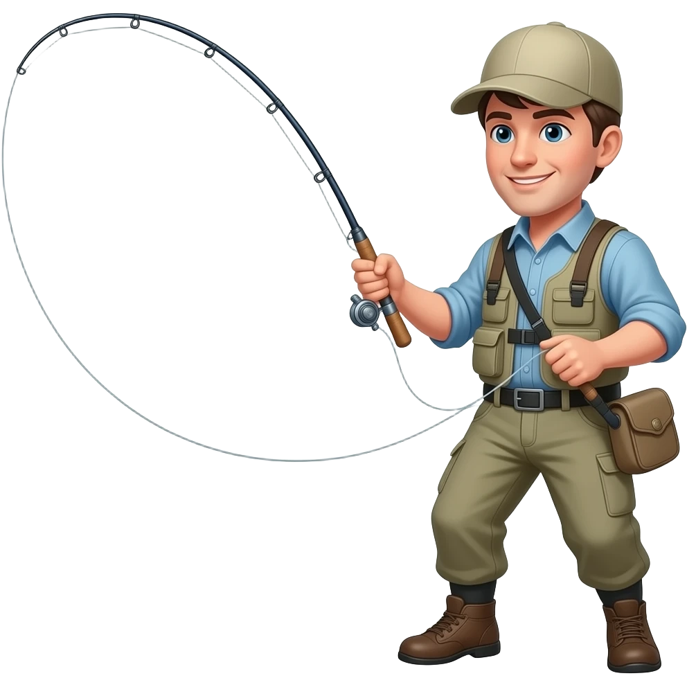 a guy fly fishing using it like a whip emoji