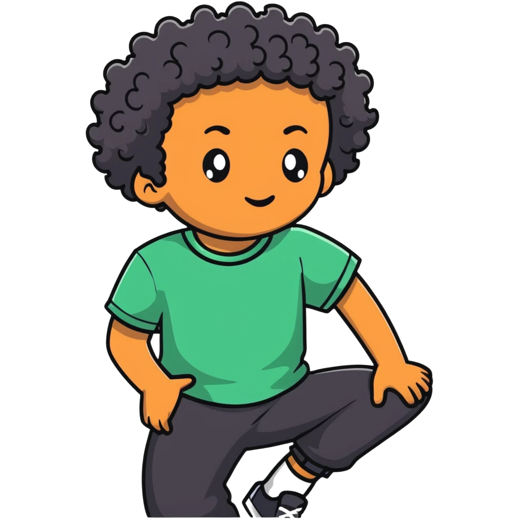 black boy with curly hair emoji