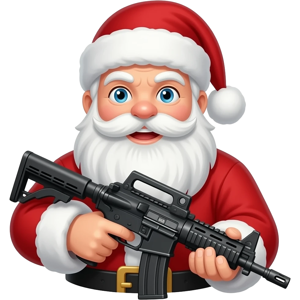 Santa closs con un arma emoji