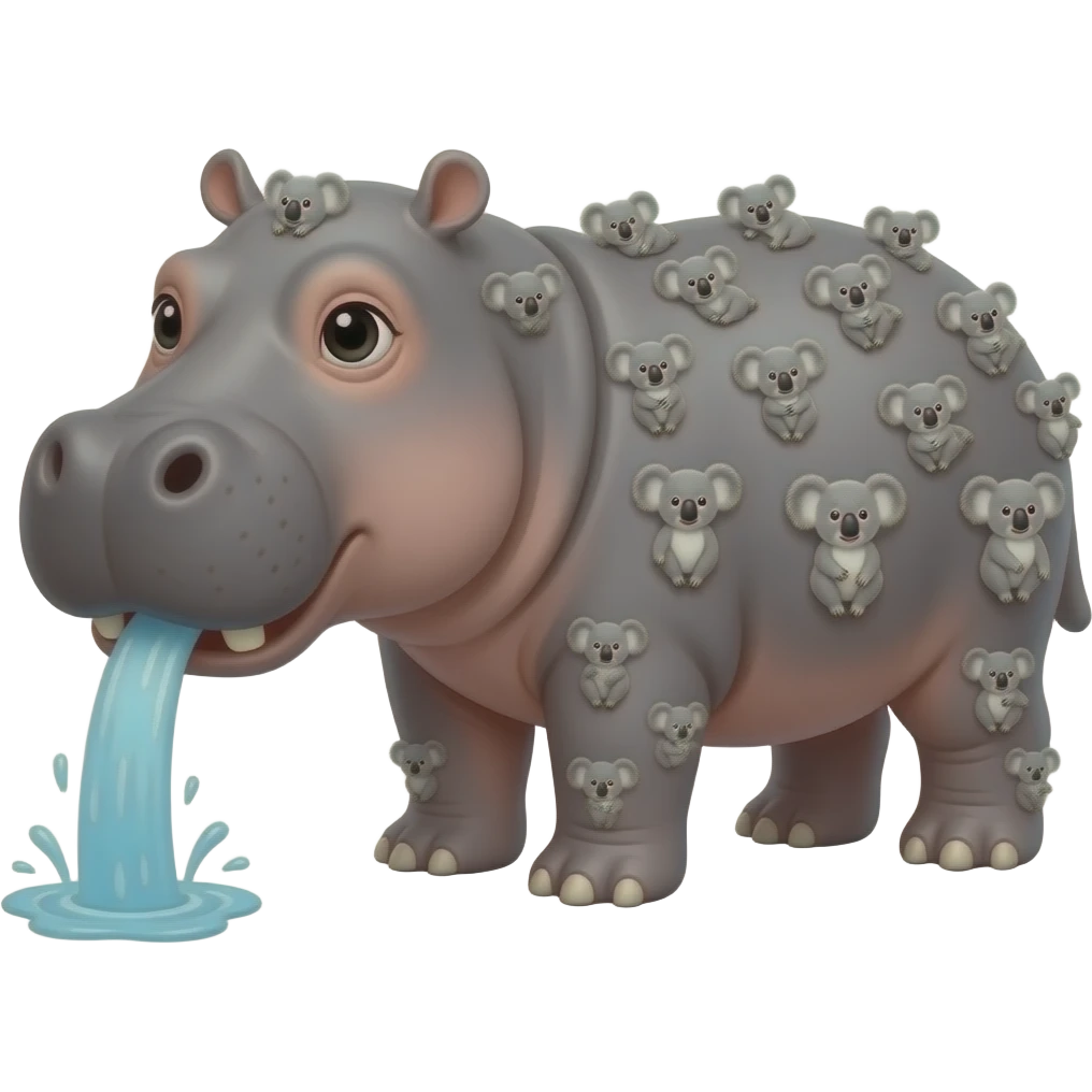 hippo spitting all over koala emoji