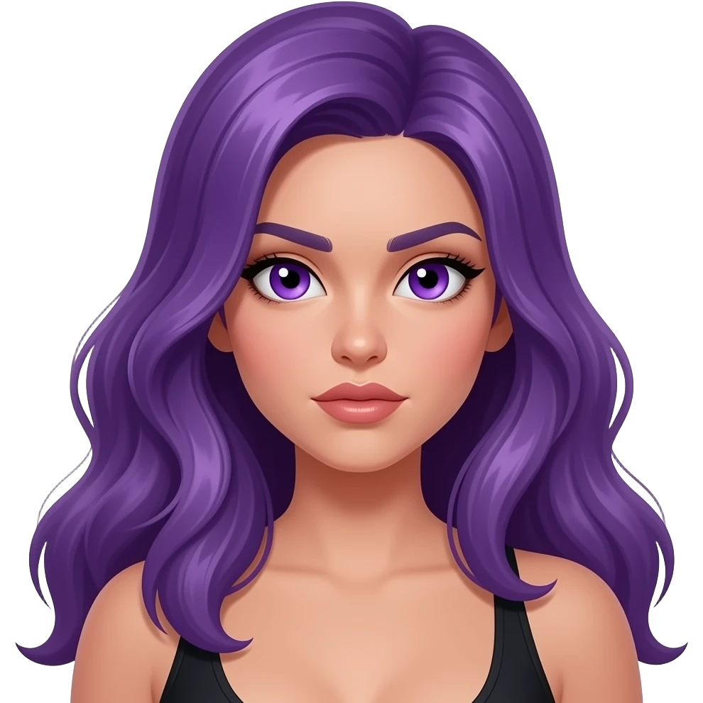 sexy girl with long purple hair and purple eyes is attacking emoji
