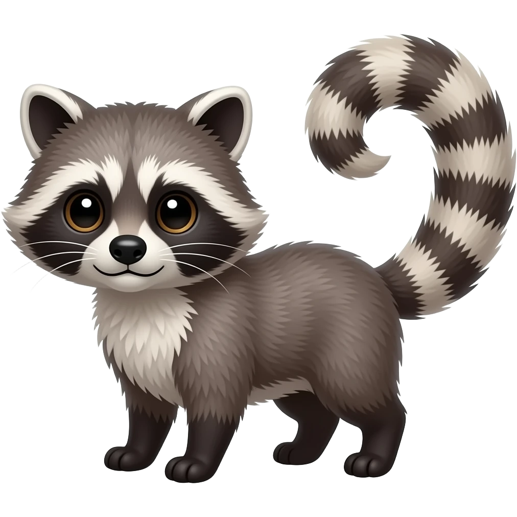 Cute realistic Ring-tailed cat-Cacomistle-raccoon-snow-ermine-animal-hybrid emoji