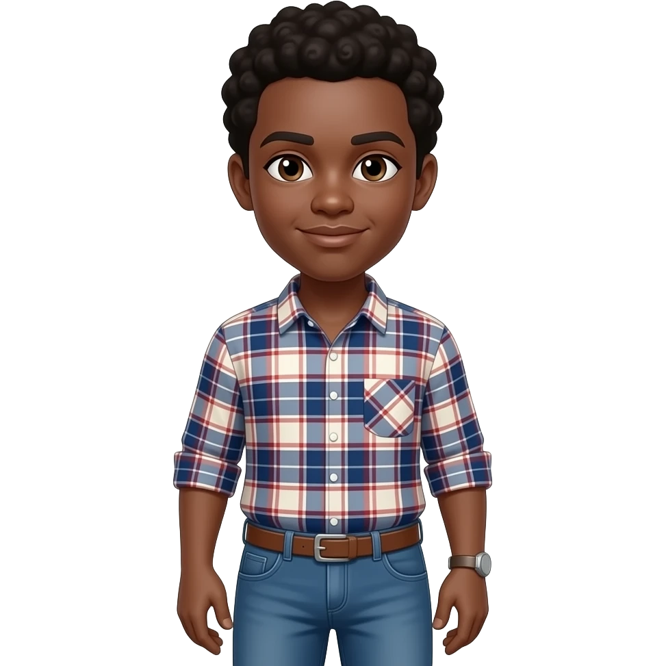 a black person that has a flannel shirt and has jeans and name starts with a yohannas emoji